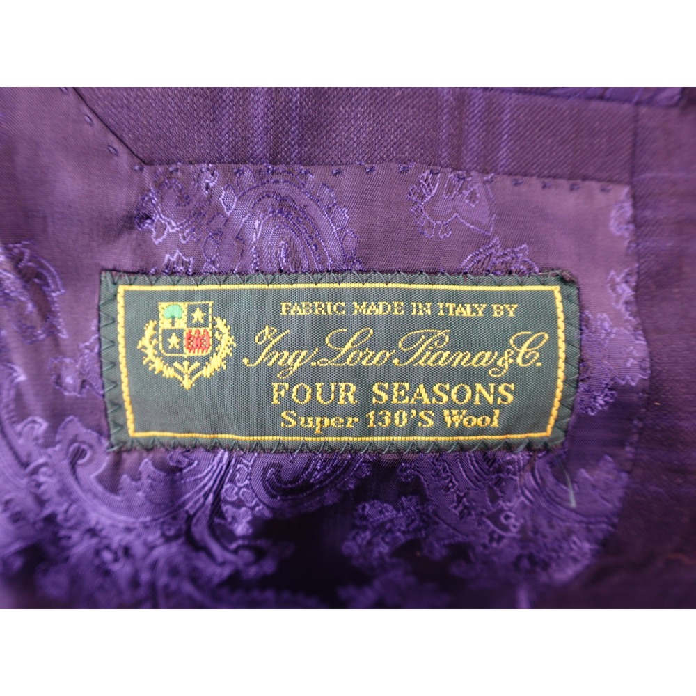 Bespoke 44 L Loro Piana " 4 Seasons " Super 130's Navy Blue Double Windowpane - Picture 9 of 16